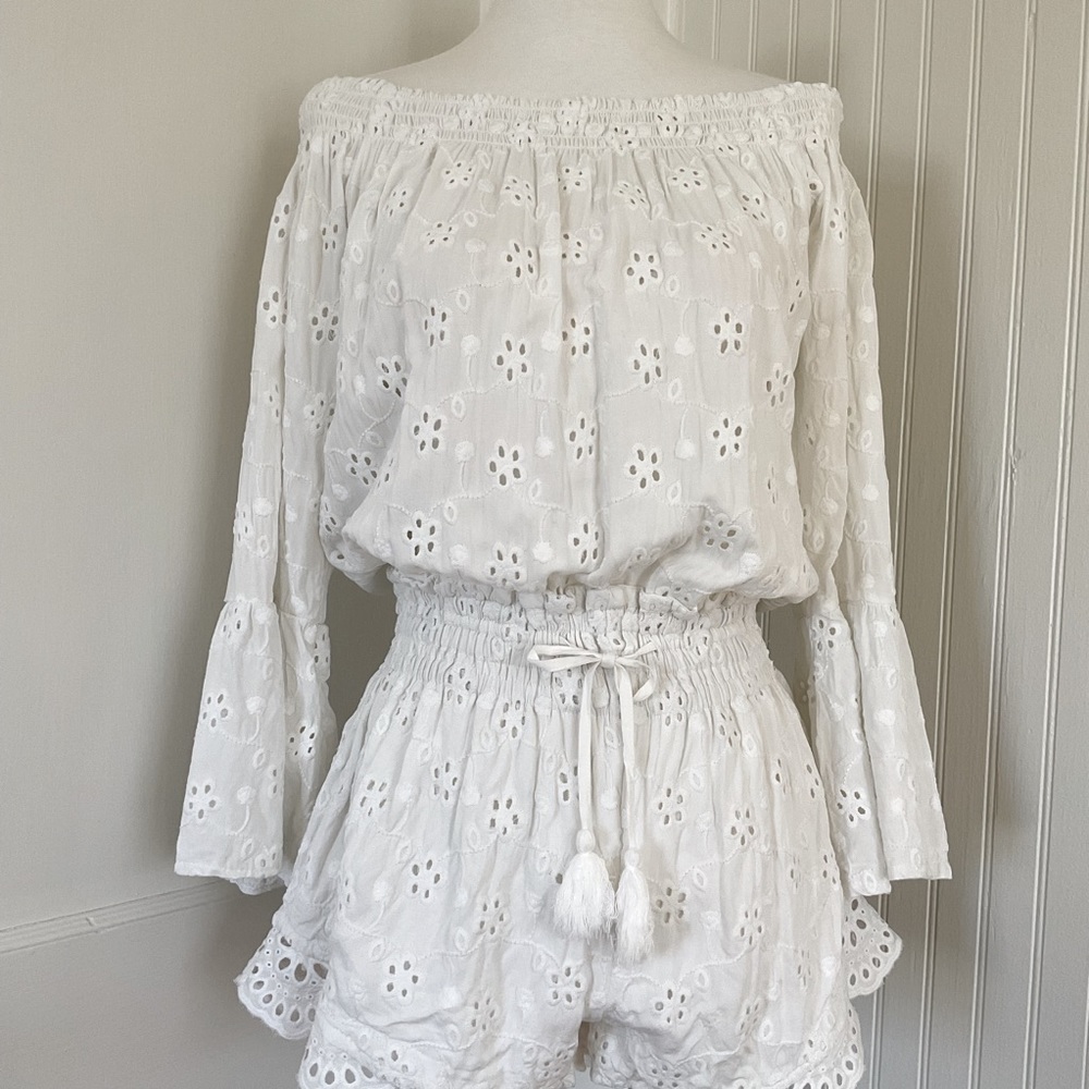 Surf Gypsy Off The Shoulder Eyelet Romper